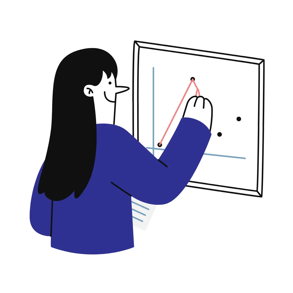 woman drawing seo performance graph on board by the best freelance digital marketer in thrissur.