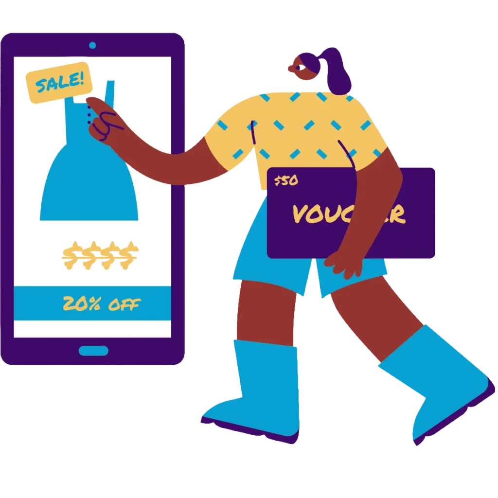 a lady shopping through social media shoppable post