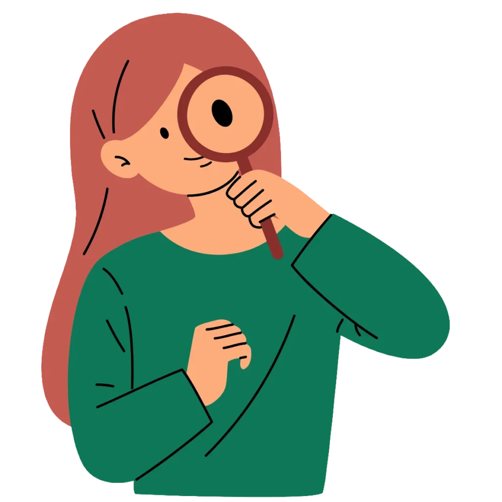 a lady inspecting through a lens in her hand, representing search everywhere optimization in digital marketing